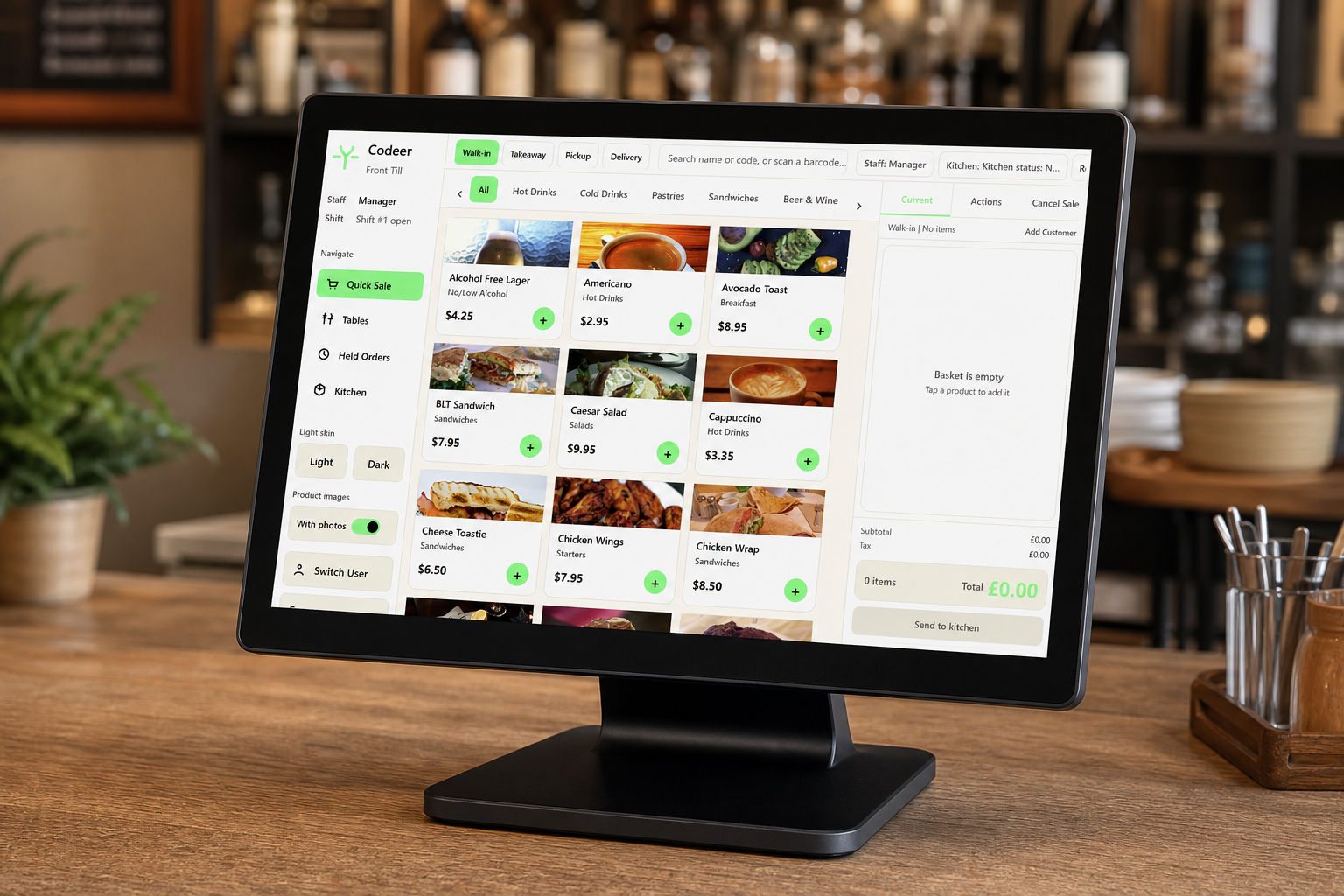 Codeer EPOS front till interface on touchscreen hardware